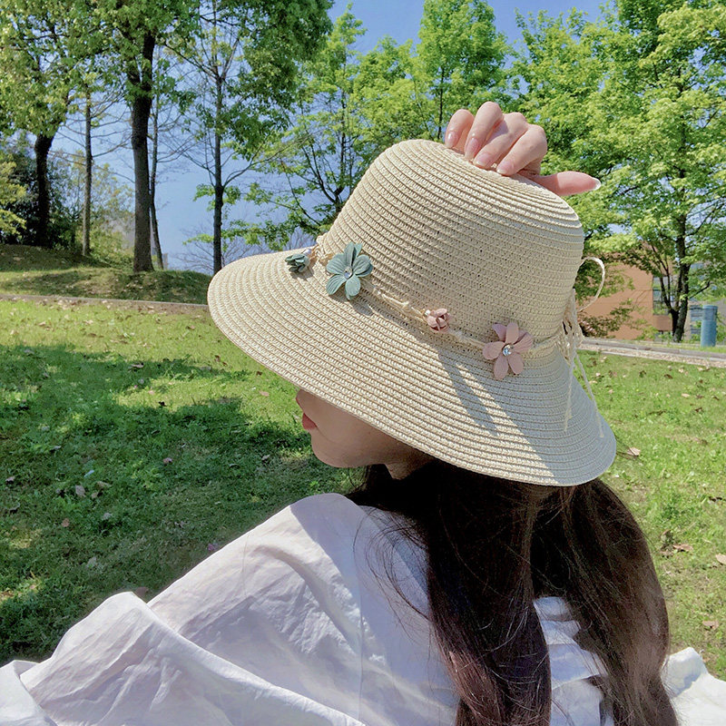 日系草帽女夏天洋气防晒渔夫帽简约可折叠遮阳帽韩版学生女士盆帽