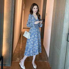 Medium and long style broken chiffon dress, female summer new style French gentle wind can be salt sweet, thin skirt.