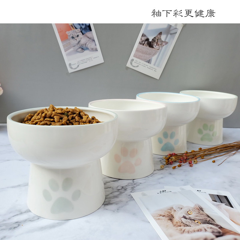陶瓷宠物猫碗保护颈椎高脚猫咪狗狗水碗防翻零食罐头碗猫咪用品
