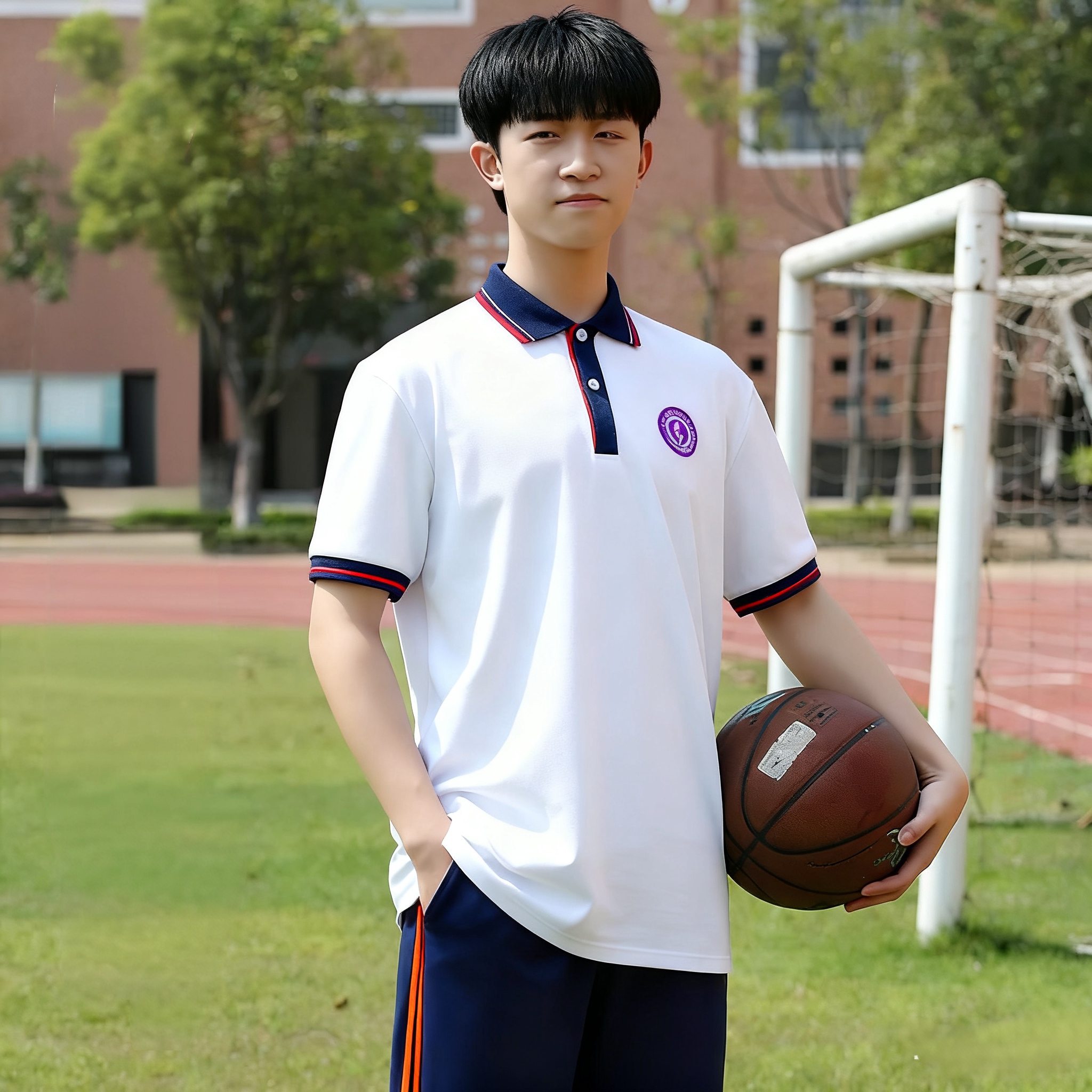 东莞市纺织服装学校校服(威中)夏季短袖短裤秋长裤棉质校服