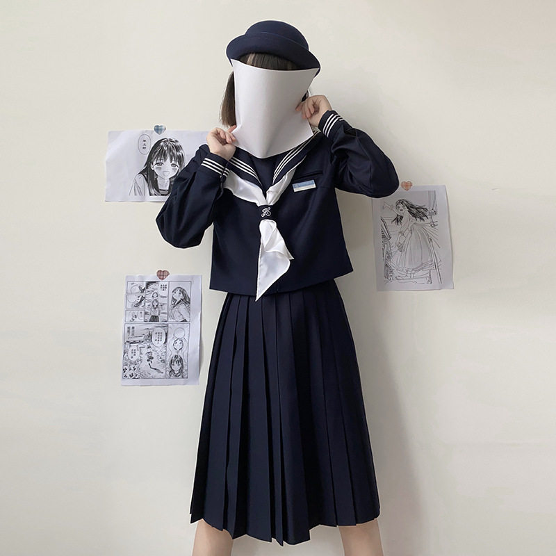 杨超越同款水手服现货日本基础款正统JK制服校供海军裙套装学院风