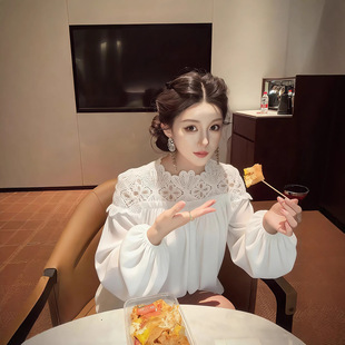 现货 女轻奢减龄洋气韩系设计感小众独特漂亮巨好看上衣 白色衬衫