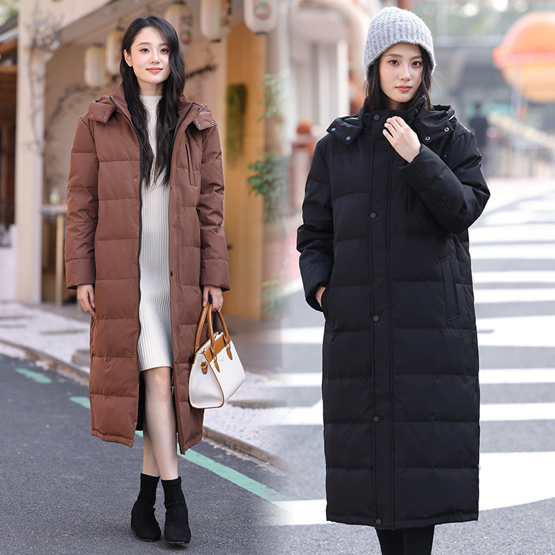 加长款羽绒服女士加肥加大码200斤过膝外套胖妹300斤防寒服过膝