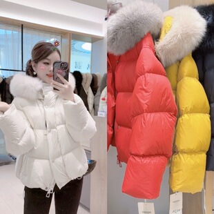 2026新款韩国东大门狐狸大毛领羽绒服女短款宽松收腰加厚连帽外套