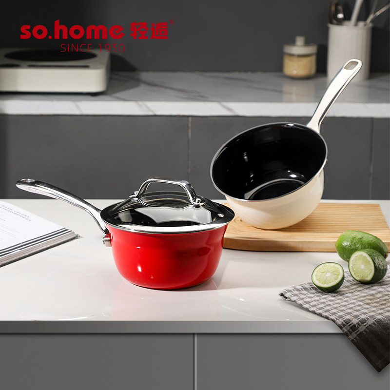 sohome梵宝新品进口wedel珐琅瓷单柄奶锅全炉具通用可进洗碗机