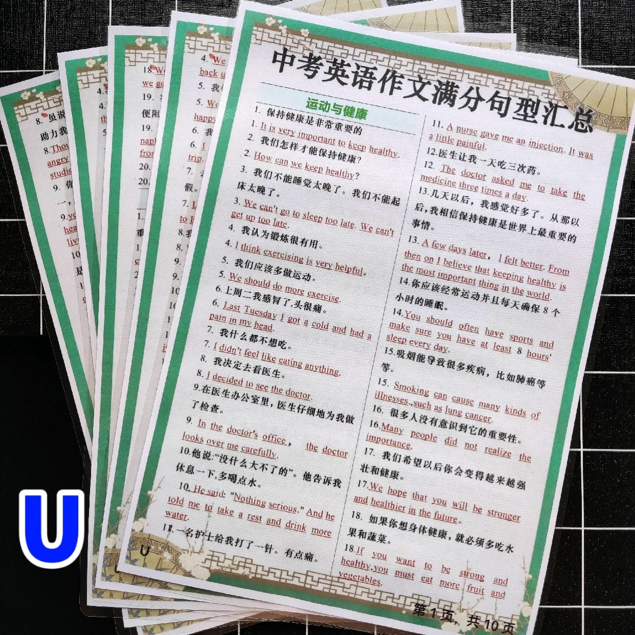 初中英语中考作文满分写作高分句型汇总素材优美句子模板学习卡片