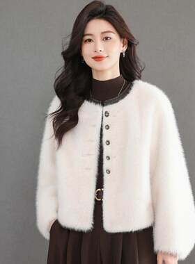 高贵洋气仿貂绒披肩外套秋冬旗袍外搭配连衣裙子高级感气质开衫