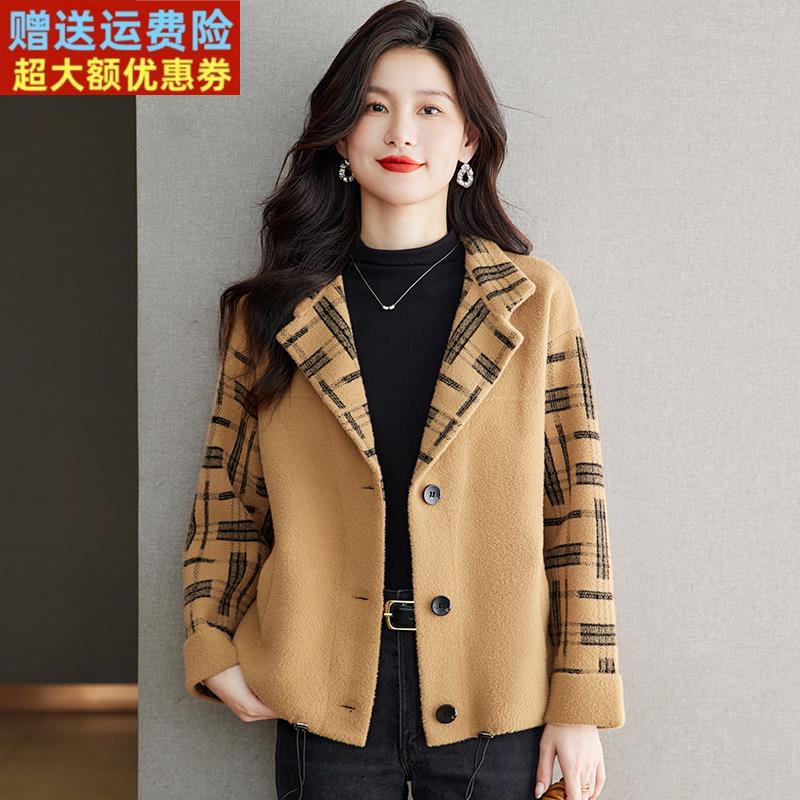 小个子西装领短款外套女秋2025新款韩系宽松休闲百搭减龄毛呢上衣