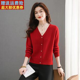 秋冬新款半高领假两件毛衣女新年红短款宽松针织打底衫内搭羊毛衫