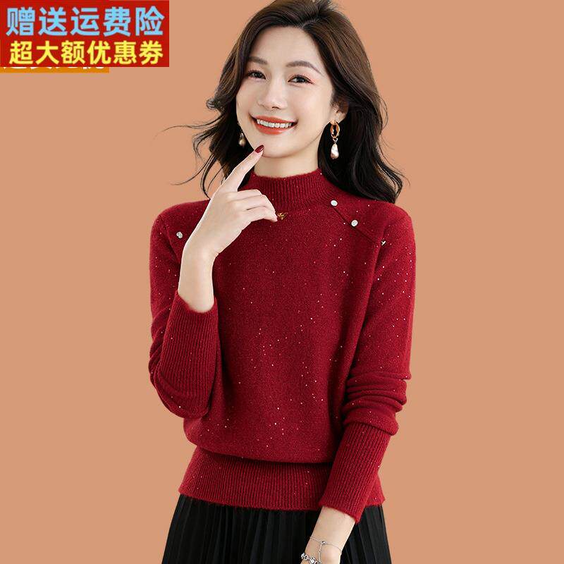 小个子毛衣女春装2025新款高腰短款配裙子的半高领羊毛打底衫上衣