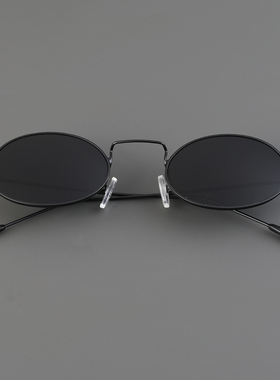 超轻椭圆形圆形金边复古墨镜