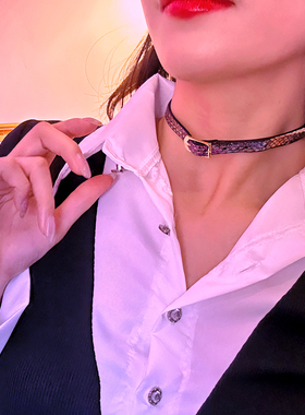 诊疗师手工定制 紫彩斑斓真皮颈环choker项圈手环两用女蛇皮小众