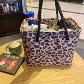 时尚 豹纹大容量手提洗漱包沐浴包家用外带底漏水洗澡蓝便携可折叠