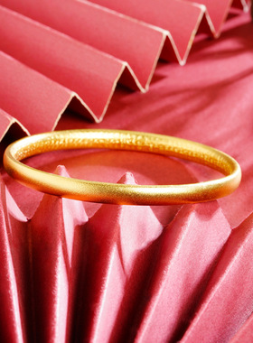 新品古法沙金心经磨砂手镯铜合金久不掉色义乌饰品复古百搭手