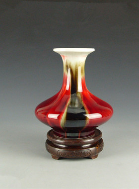 景德镇颜色釉三阳开泰花瓶陶瓷器