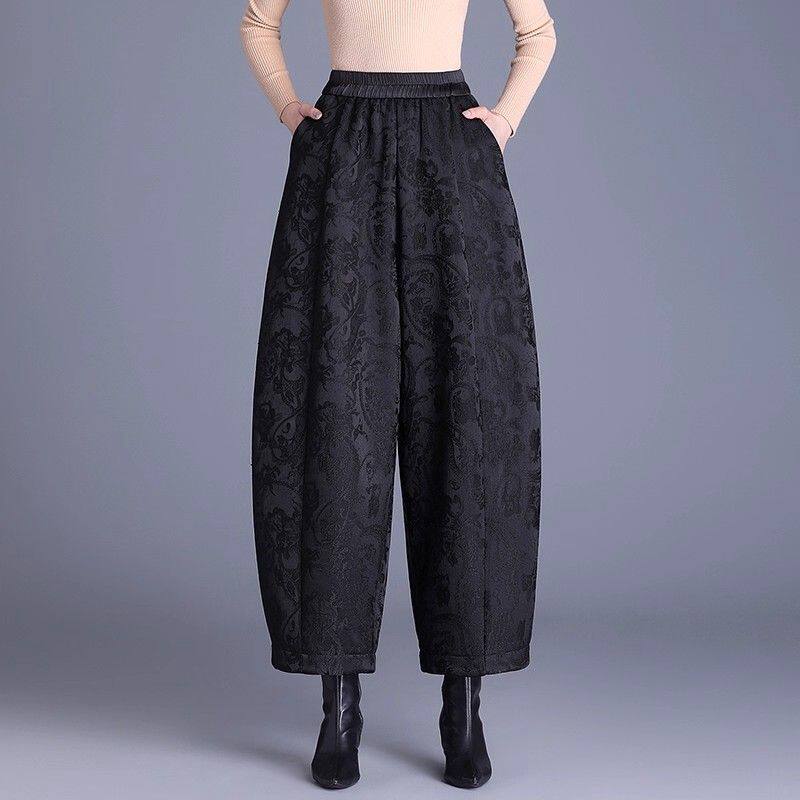 提花阔腿裤女士春秋冬加绒加厚新款妈妈高腰休闲九分保暖灯笼靴裤,女装/女士精品,休闲裤,淘宝优惠券,粉丝福利购,淘宝优惠卷