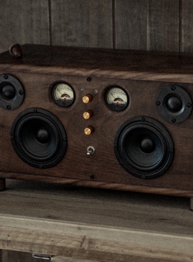 黑胡桃实木手工复古桌面蓝牙音箱HIFI音质重低音高音质书架音响