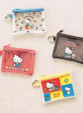 日韩卡通萌趣hellokitty猫猫 50周年透明PVC小包手拿收纳包口红包