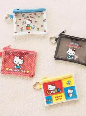 日韩卡通萌趣hellokitty猫猫 50周年透明PVC小包手拿收纳包口红包