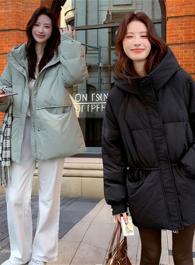 200斤大码羽绒服女胖妹妹中长款连帽冬装加肥宽松孕妇保暖外套280