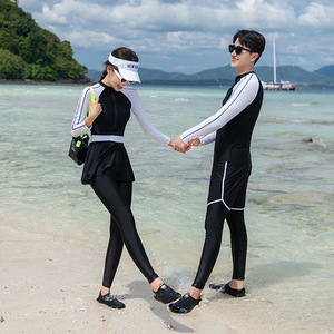 潜水服女长袖分体情侣长裤防晒速干冲浪游泳衣套装浮潜服水母衣男