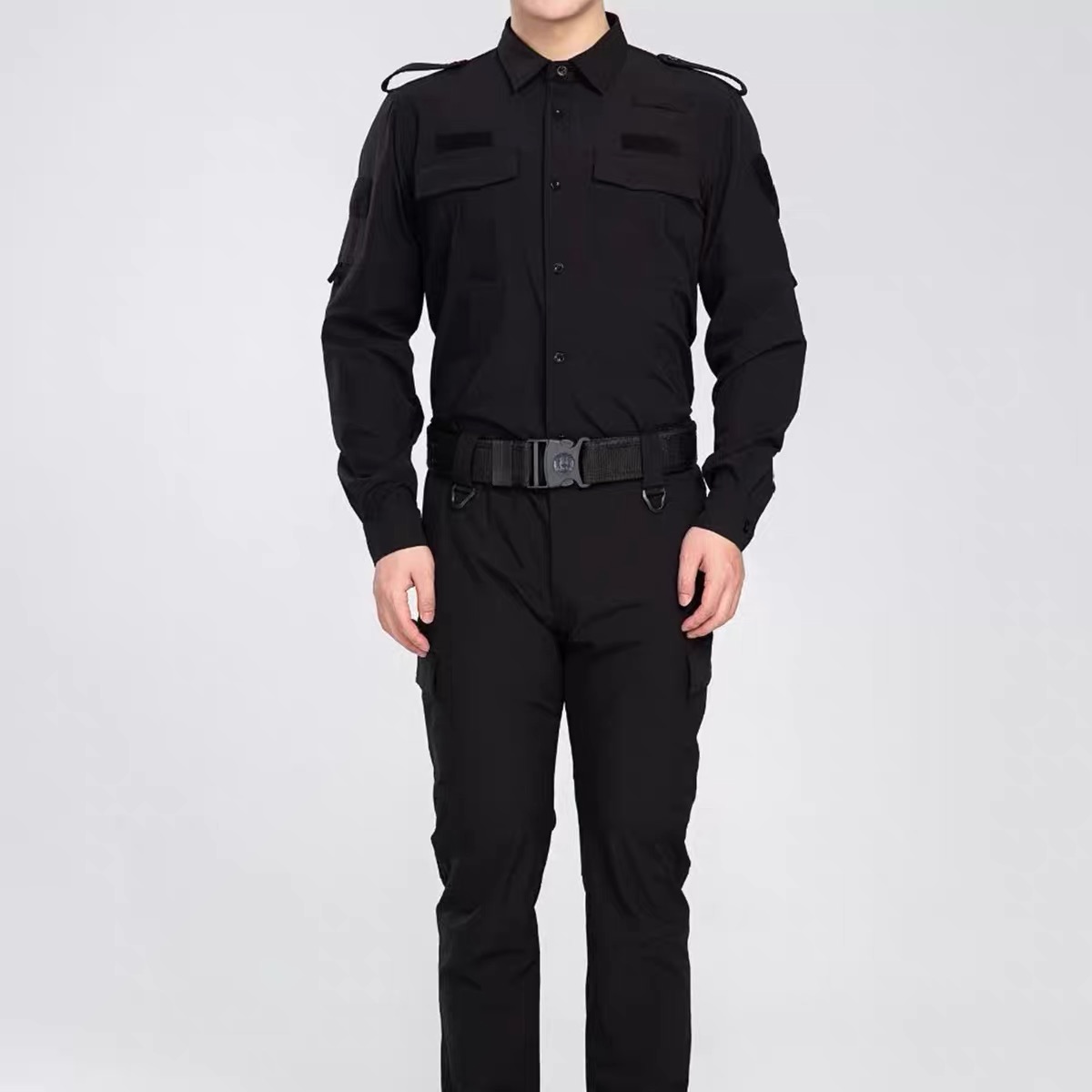 正品速干作训服套装教官服保安夏季长短袖蓝色黑色弹力战术战训服