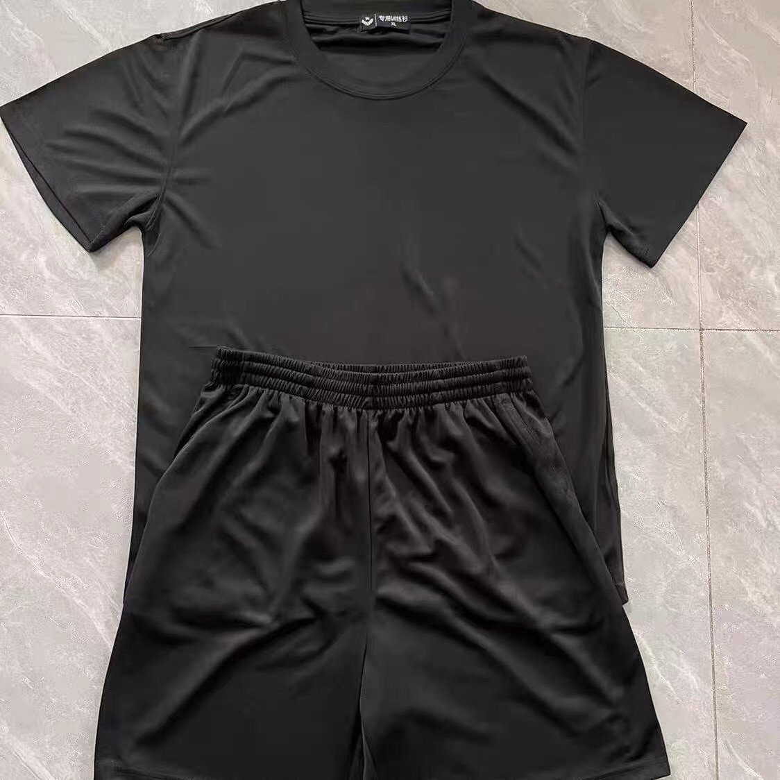 夏速干作训勤务T恤体能服黑半袖短裤套装圆领短袖运动跑步训练服