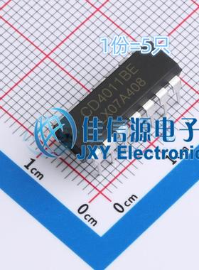 逻辑门 CD4011BE(LX) LX(灵星芯微) DIP-14与非门4通道全新(5只)