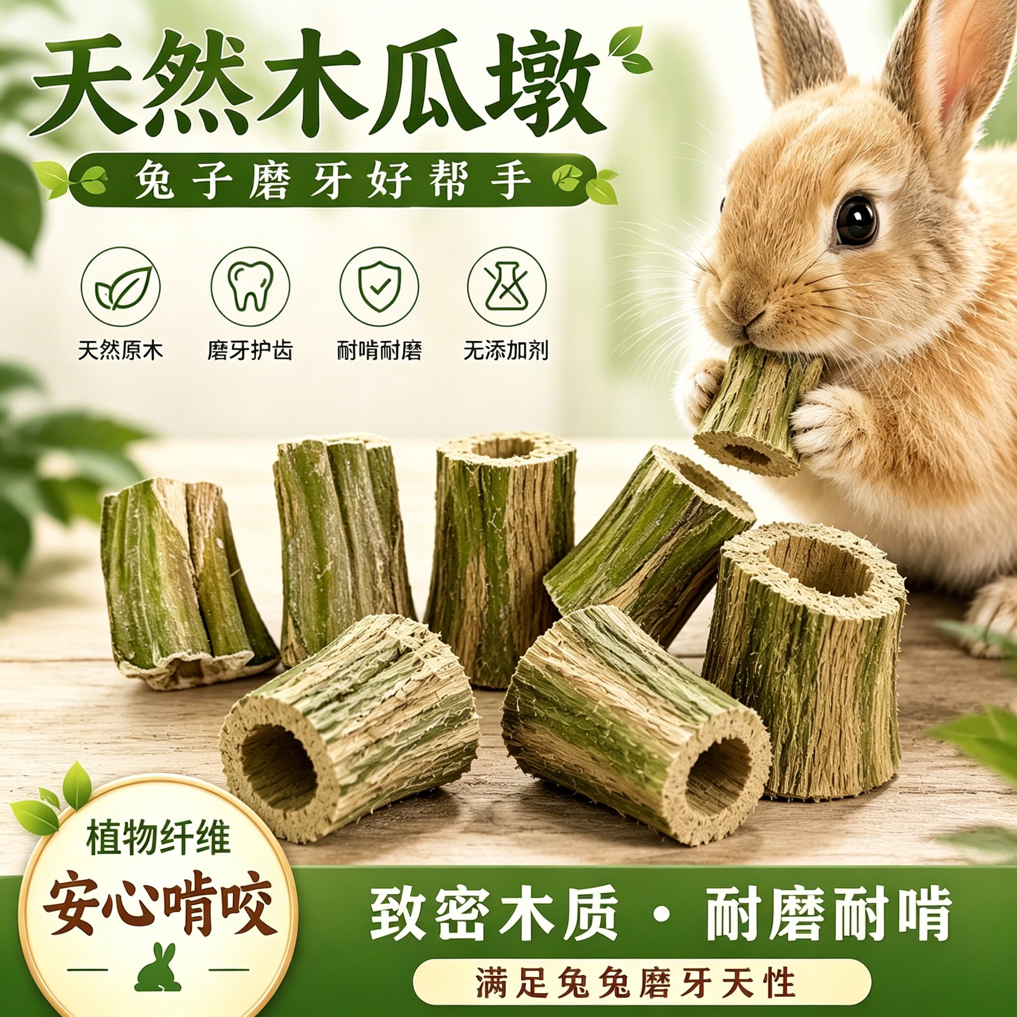 磨牙木瓜墩兔子龙猫荷兰猪磨牙棒零食烘干木瓜树墩树茎木瓜丝玩具