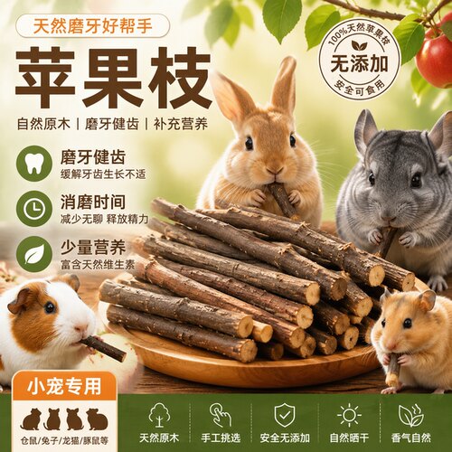 苹果枝小宠磨牙棒兔子仓鼠用