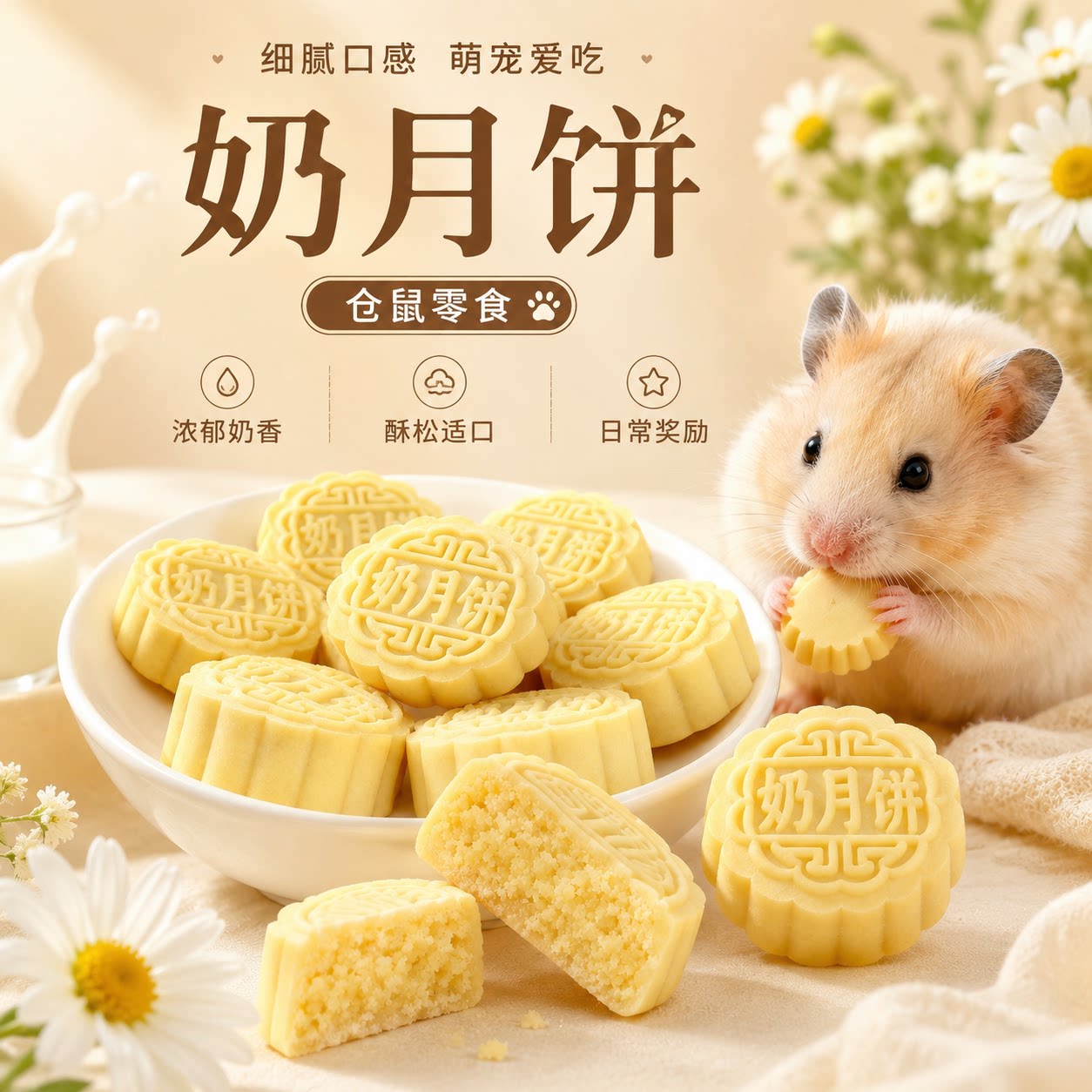 仓鼠小月饼中秋节礼物仓鼠零食花枝鼠金丝熊营养补钙宠物月饼食物