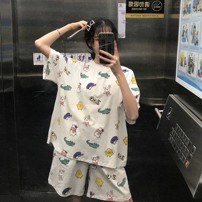 2024年流行新款睡衣女夏季薄款纯棉短袖网红爆款学生宽松两件套装