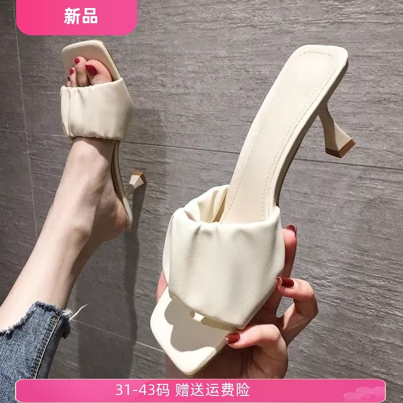 2026春夏新款细跟一字拖女外穿时尚方头凉拖鞋小码313233大码4143,女鞋,一字拖,淘宝优惠券,粉丝福利购,淘宝优惠卷