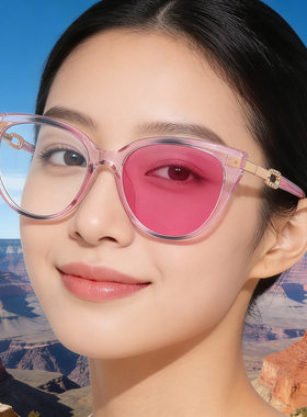 新款时尚猫眼变色太阳镜女款TR框架潮流眼镜高级感防紫外线墨镜女