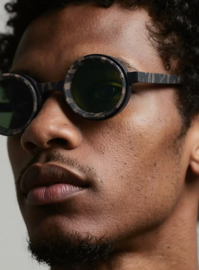 2025欧美nd可调节钓鱼减光镜圆框偏光太阳镜男户外防晒高级感墨镜