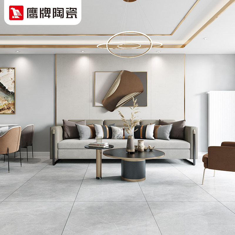 鹰牌800x800全抛釉砖现代简约客厅卧室地板砖 凯撒灰