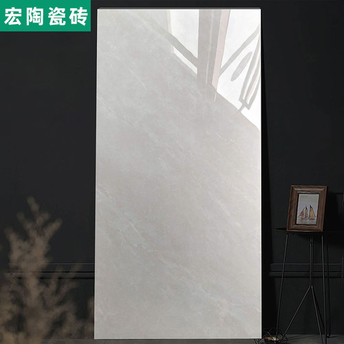 广东佛山宏陶瓷砖750x1500亮面砖大板通体大理石客厅全瓷灰色地砖