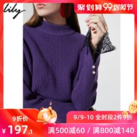 Lily2018 mùa đông mới của phụ nữ khâu ren H áo len ngắn áo len 118430B8735 - Áo / áo thun áo len croptop