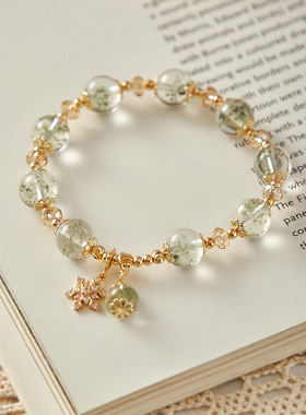 冰透体满天星绿幽灵手链女款雪花配饰轻奢高级感diy天然水晶手串