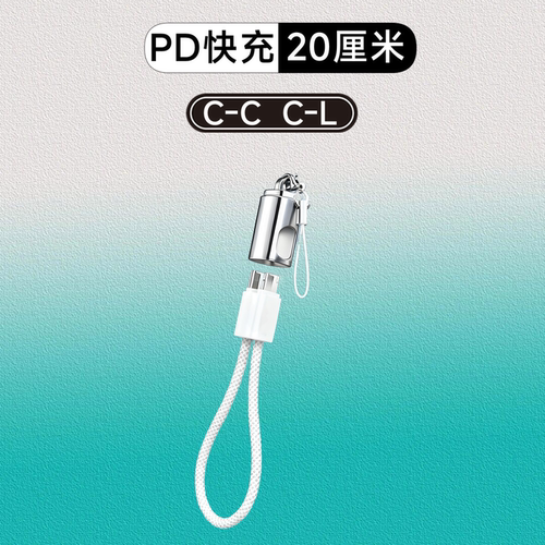 白色挂绳充电数据线Typec移动电源快充线USB-C充电宝短线PD快充27W60W适用于iPhone17161514132华为vivo oppo