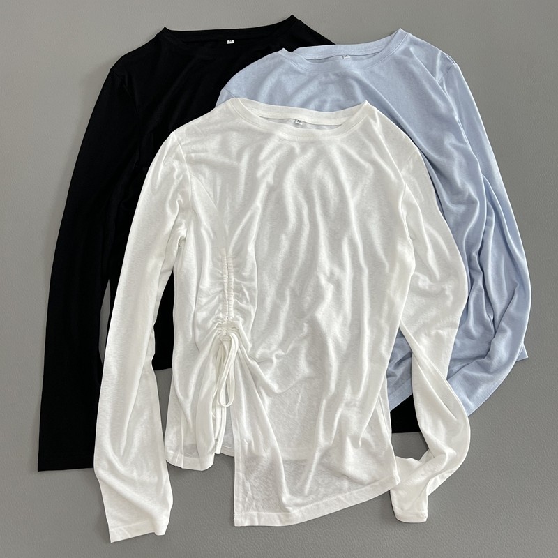 上身轻盈透气绝了雪花天丝防晒衣夏季新款薄款圆领抽绳长袖T恤女,女装/女士精品,T恤,淘宝优惠券,粉丝福利购,淘宝优惠卷