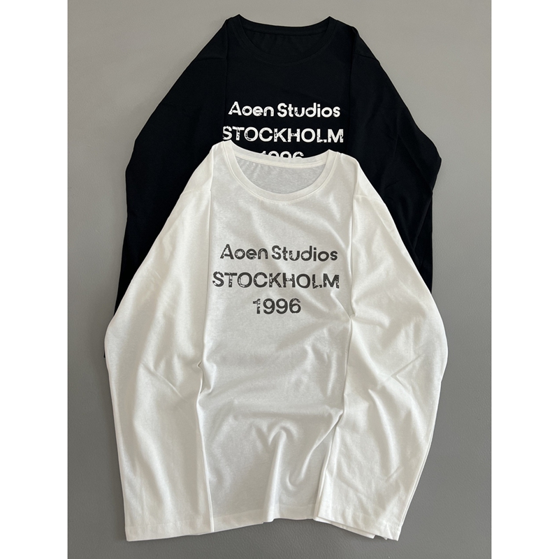 1996字母印花长袖T恤女士圆领