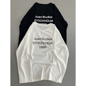 1996字母印花长袖 T恤女士圆领休闲小众上衣体恤潮百搭打底衫 tee