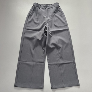 通勤风垂感西装裤女士灰色直筒显瘦高腰职业阔腿长裤春季新款百搭