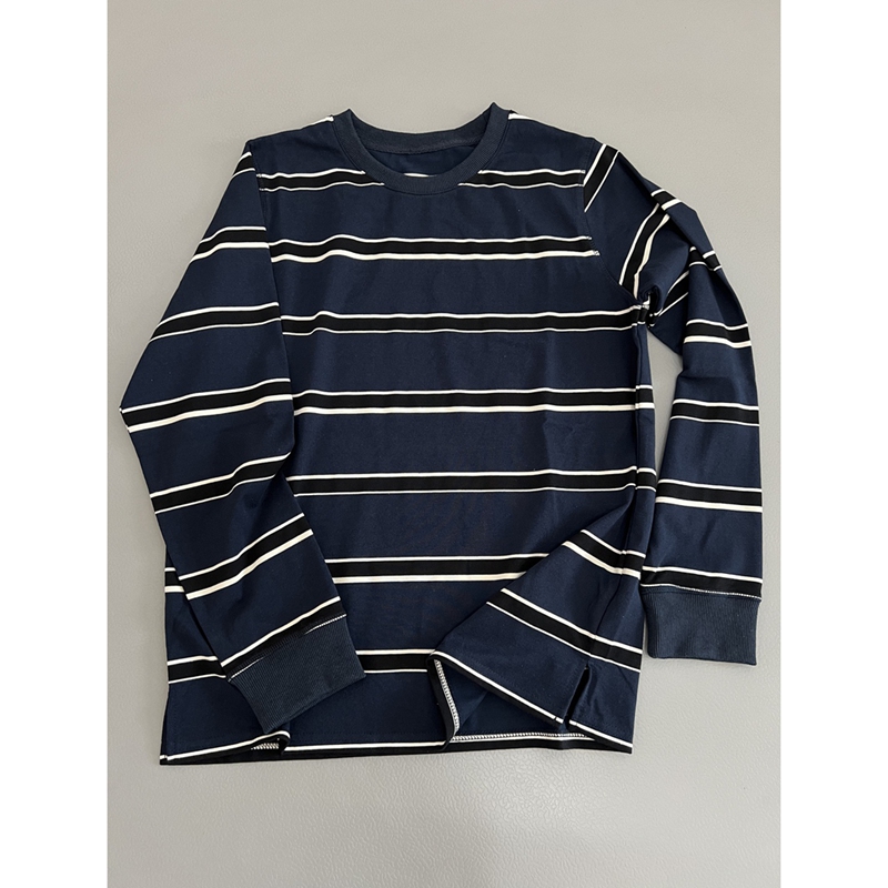 复古美式棉条纹长袖T恤