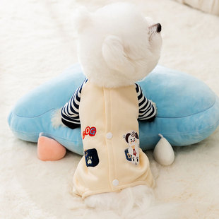 小型幼犬比熊 冬季 F356 宠物狗狗卡通拼接四脚卫衣防掉毛衣服秋季