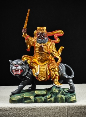 木雕定制人物神像佛像实木赵公明武财神订制加工家居装饰定做摆件