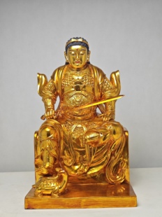 真武大帝神像摆件北极玄天荡魔天尊家居玄关装饰雕刻品真金罩大漆