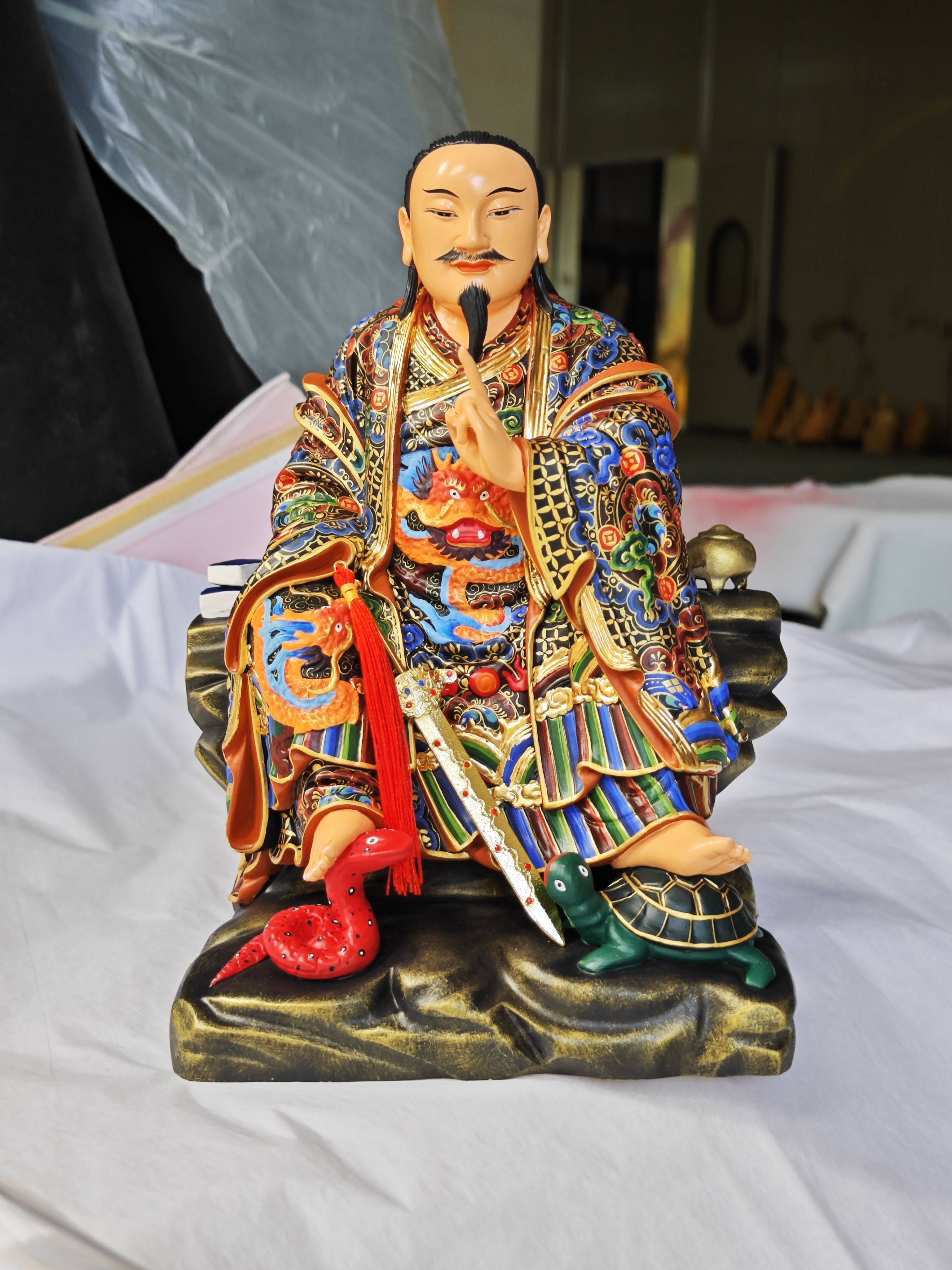 真武大帝木雕神像实木手工雕刻家居装饰玄关摆件北极玄天荡魔天尊
