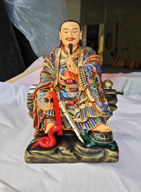 真武大帝木雕神像实木手工雕刻家居装饰玄关摆件北极玄天荡魔天尊